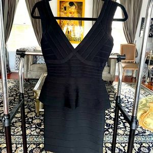 Herve Leger peplum black dress size XS